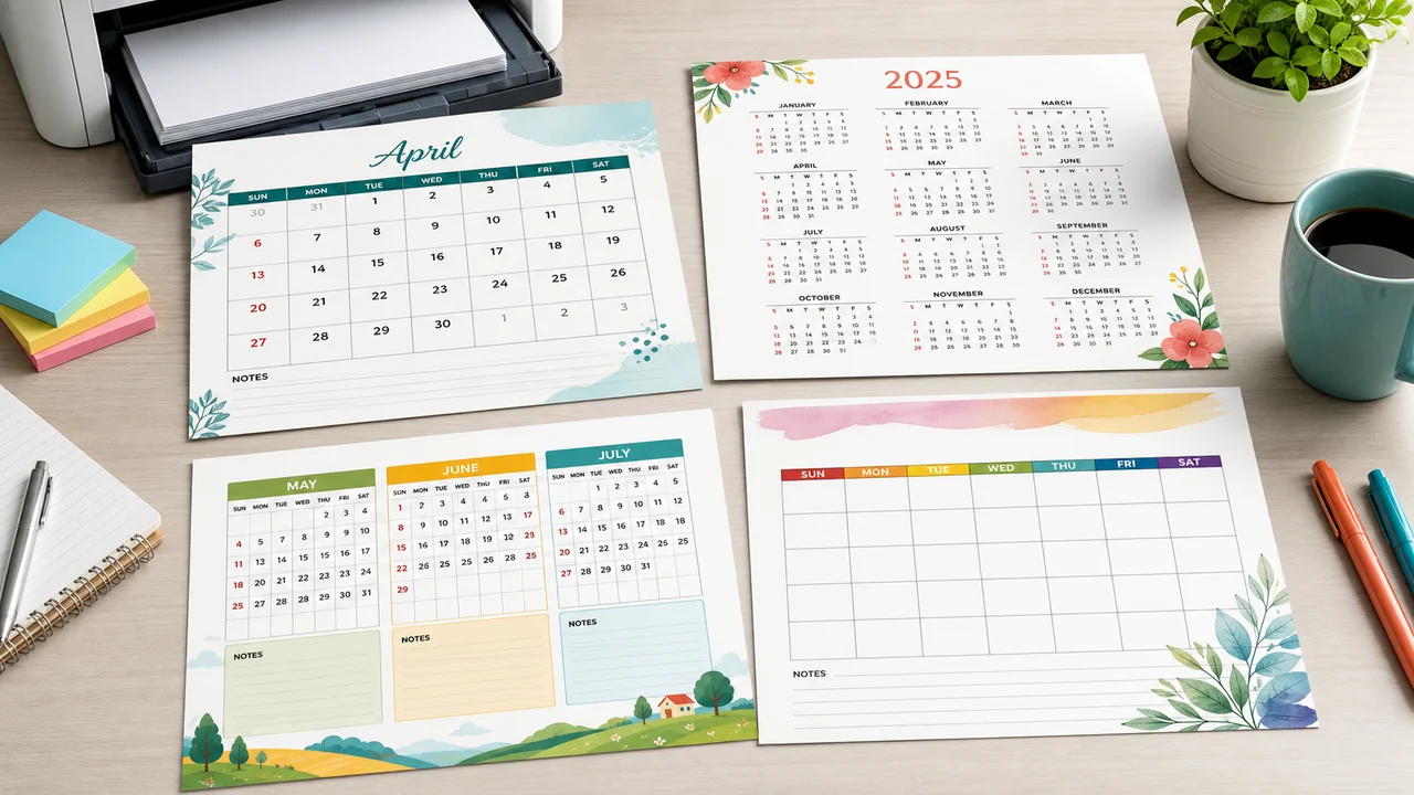 Calendar Maker showing printable monthly, yearly, multi-month, and blank calendar layouts