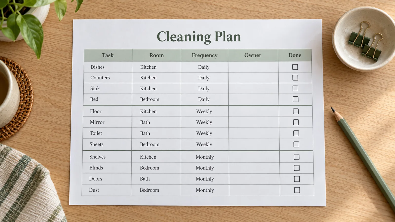 Cleaners Checklist Cleaning Schedule Printable – Free Editable PDF