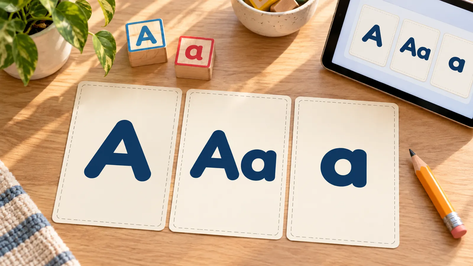 ABC Karten zum Ausdrucken mit großem A, kleinem a und beiden Formen auf getrennten Buchstabenkarten