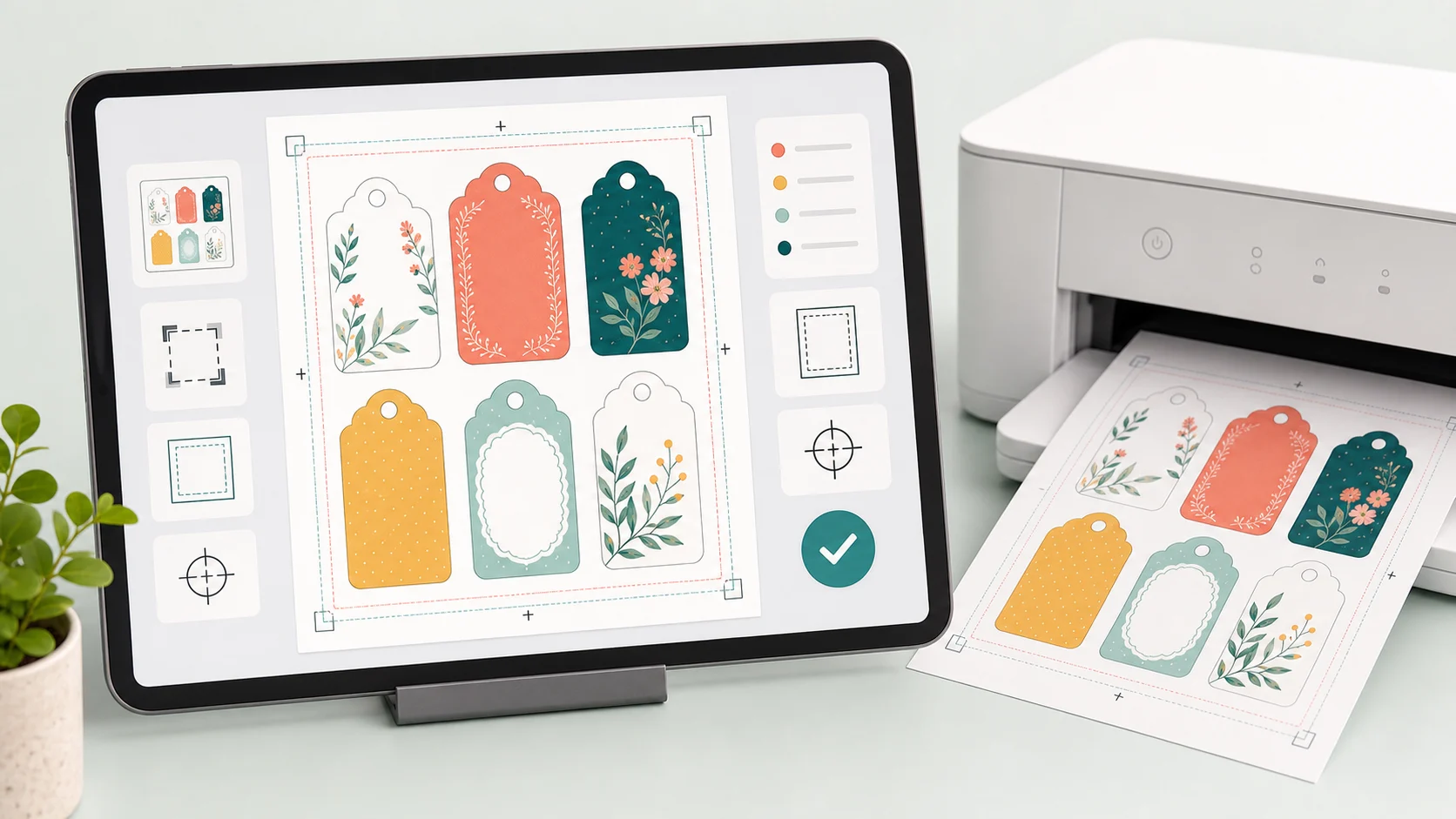 Print-ready gift tag PDF output showing correct margins and layout