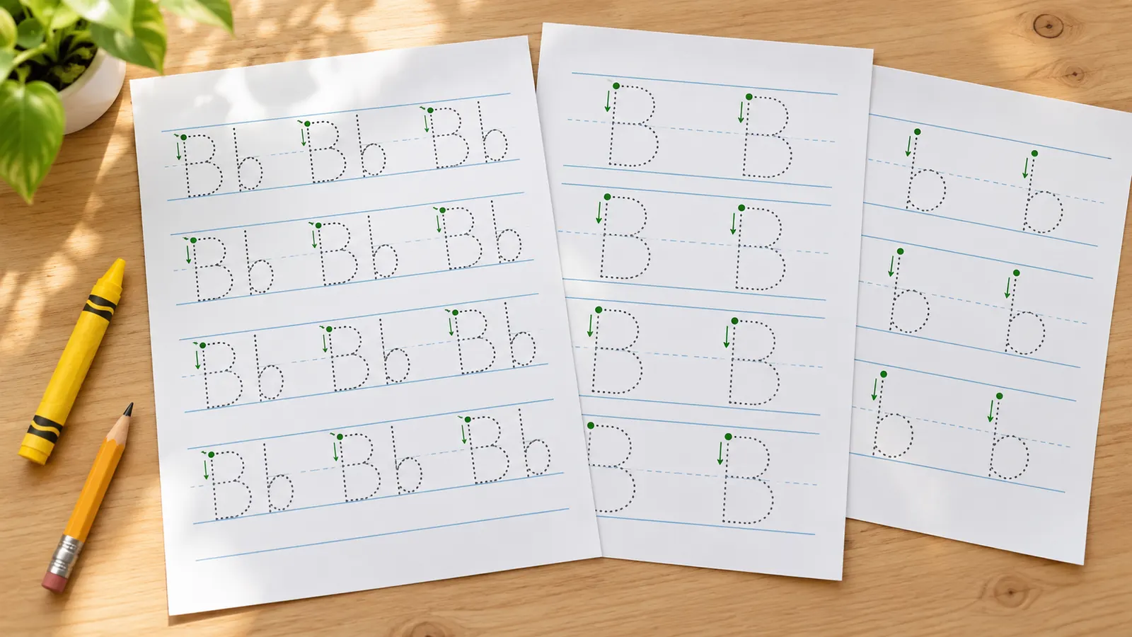 Buchstaben nachspuren mit Paaren aus Groß- und Kleinbuchstaben Aa Bb Cc auf Schreiblinien
