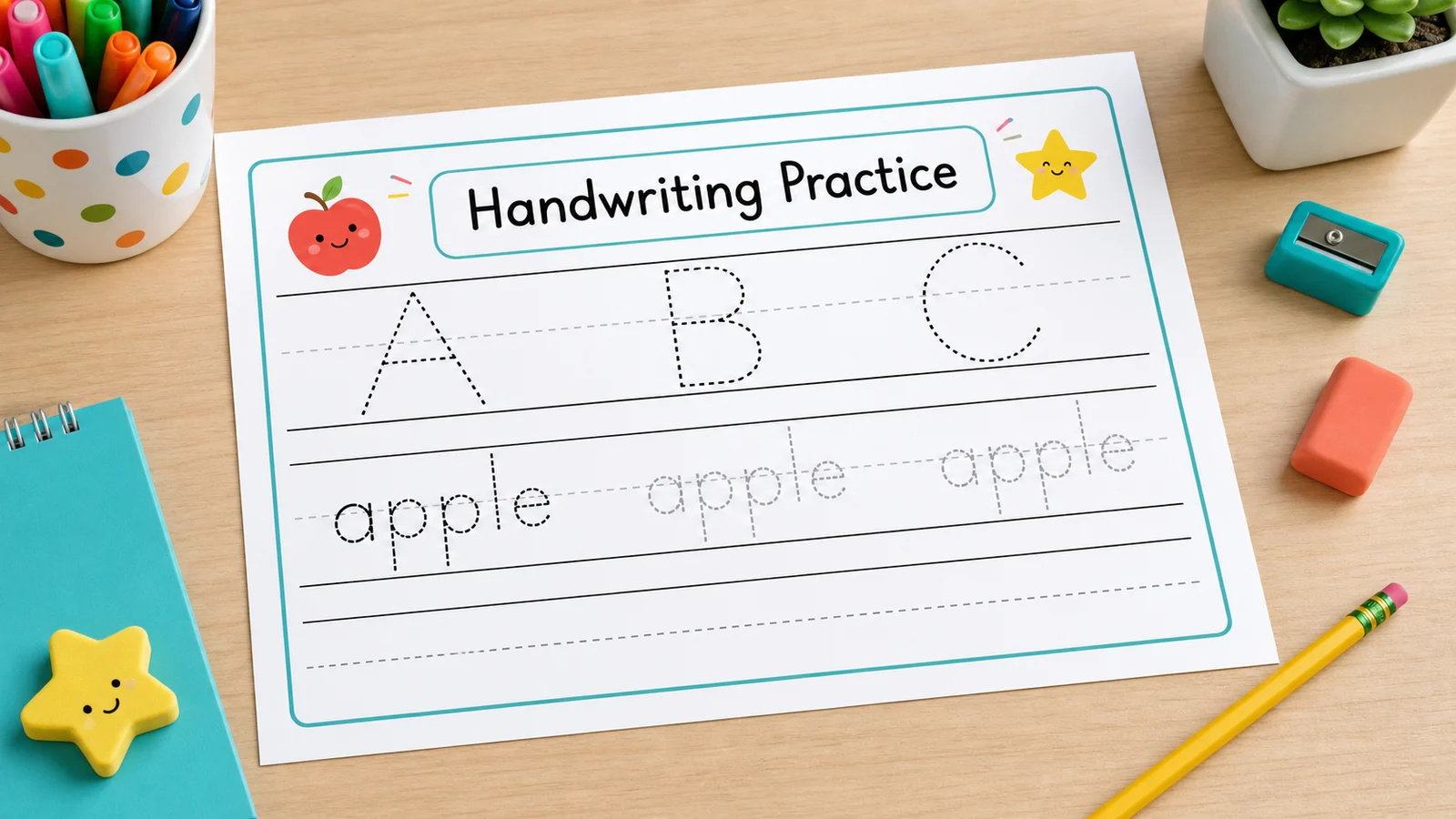 Grid examples in the Handwriting Practice Sheet Generator