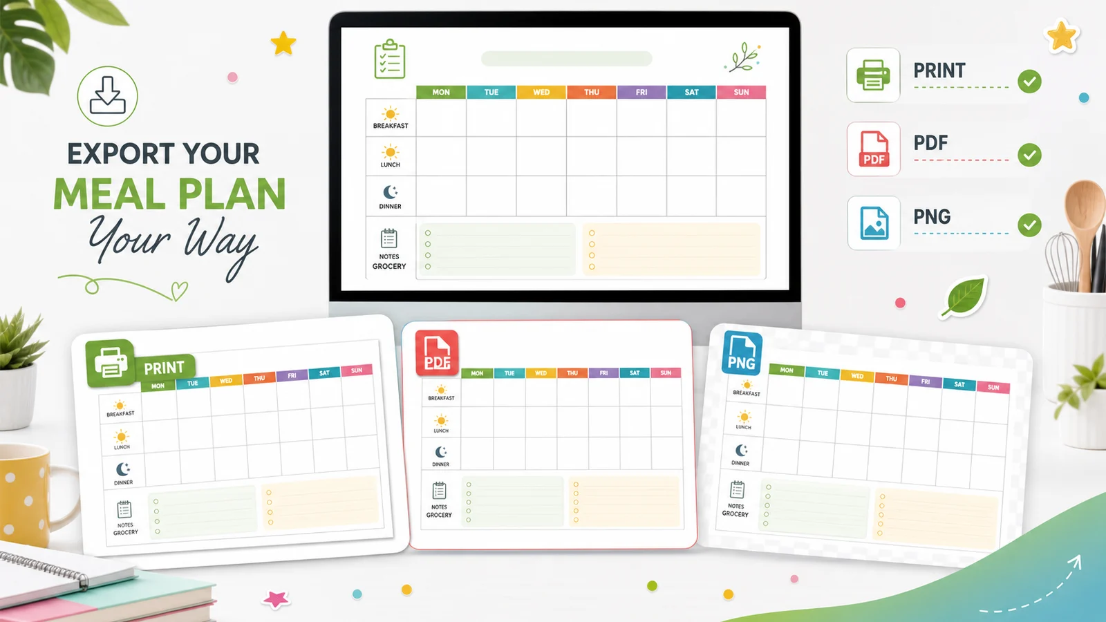 Meal Planner Maker browser preview matching a printed meal planner template
