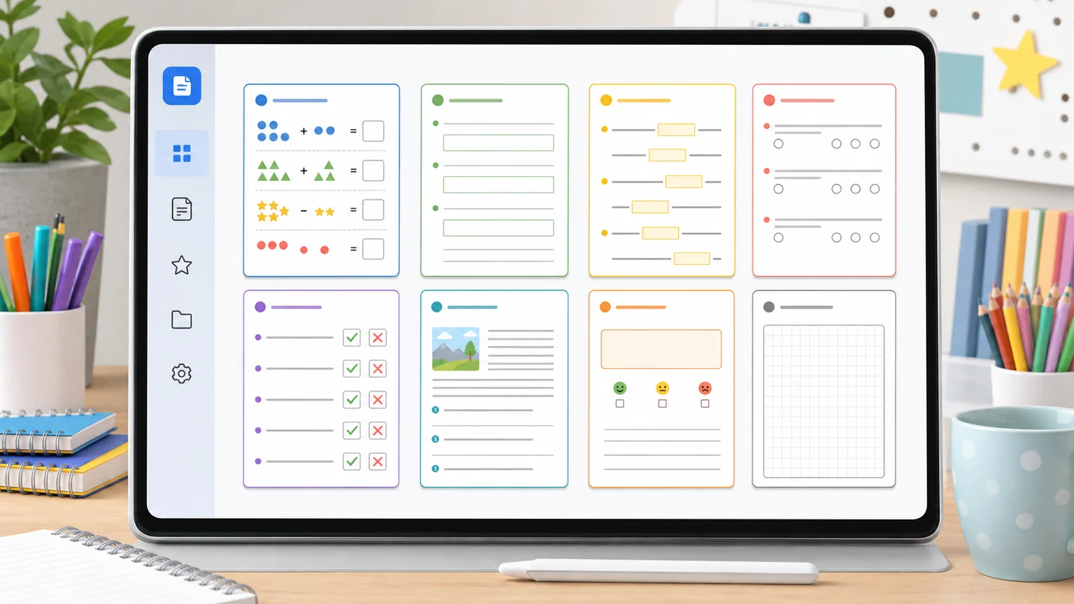 Worksheet Generator template library showing printable classroom worksheet layouts